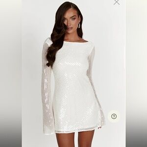 Meshki Sparkling White Sequin Dress